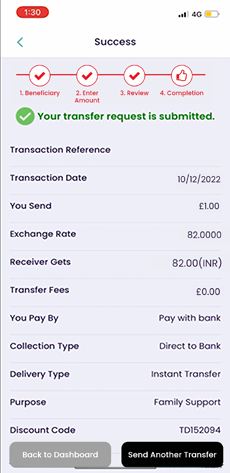 Payment Confirmation on our App